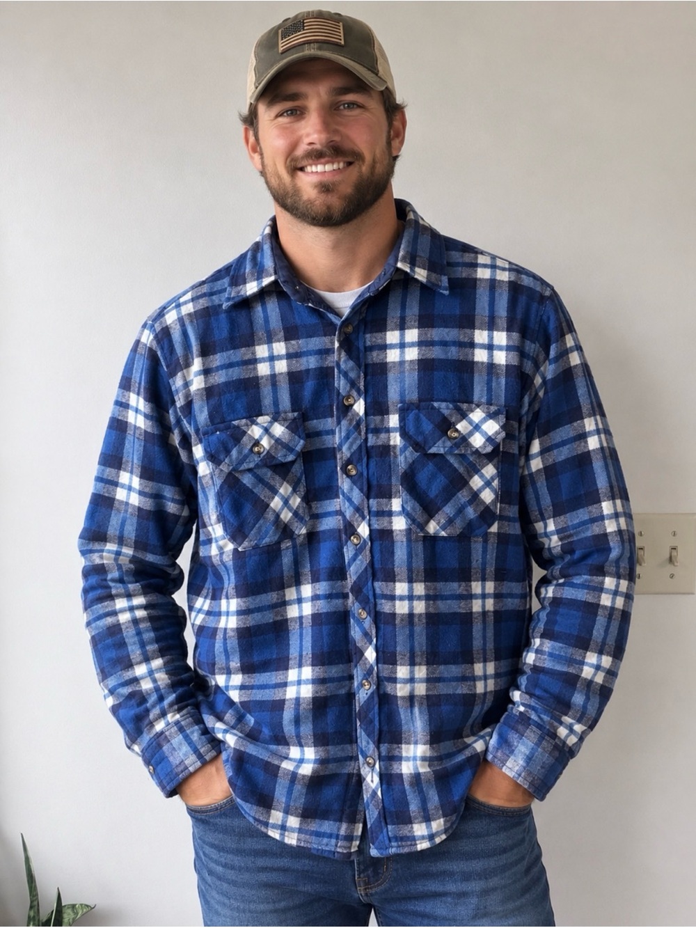 Medium Vintage 80’s/90’s Blue Plaid Lightweight Shirt Jacket